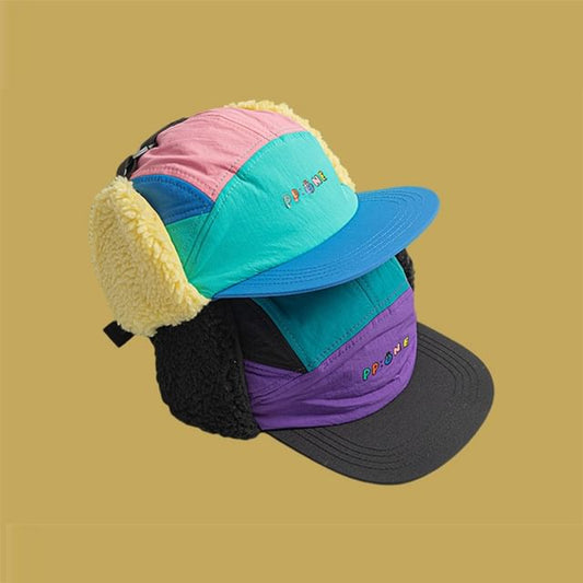 Lettering Block Earflap Cap Color