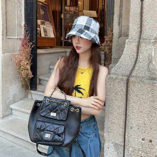 Bucket Patchwork Distressed Hat