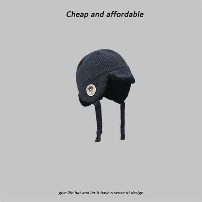 Hat Embroidered Knit Trapper Cartoon