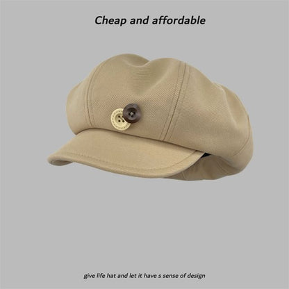 Buttoned Newsboy Plain Cap