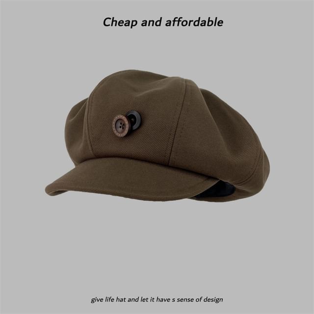 Buttoned Newsboy Plain Cap