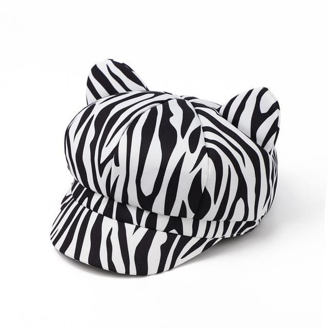 Ear Cat Patterned Newsboy Cap