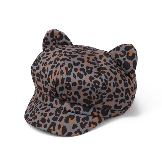 Ear Cat Patterned Newsboy Cap