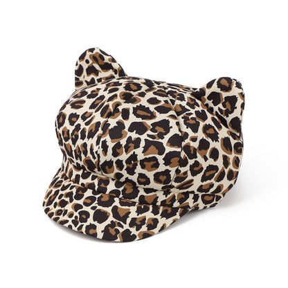 Ear Cat Patterned Newsboy Cap
