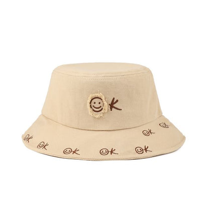 Embroidered Smiley Face Bucket Hat