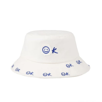 Embroidered Smiley Face Bucket Hat