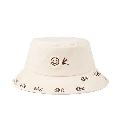 Embroidered Smiley Face Bucket Hat