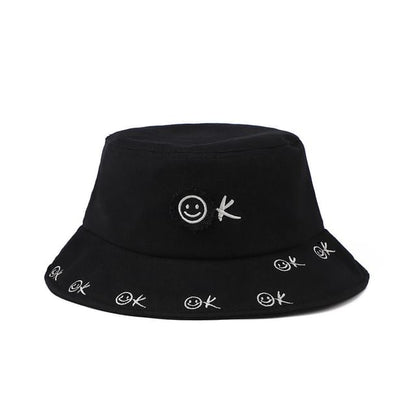 Embroidered Smiley Face Bucket Hat