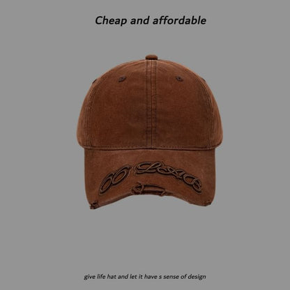 Lettering Embroidered Washed Cap Baseball