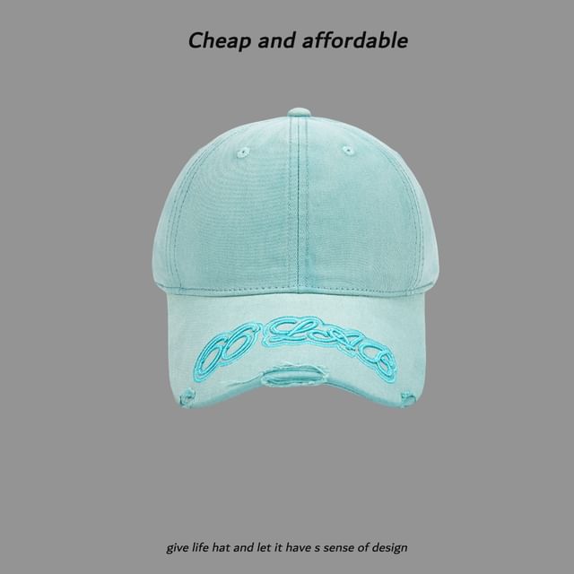 Lettering Embroidered Washed Cap Baseball