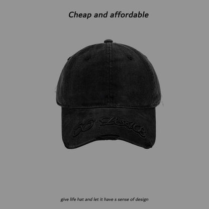 Lettering Embroidered Washed Cap Baseball