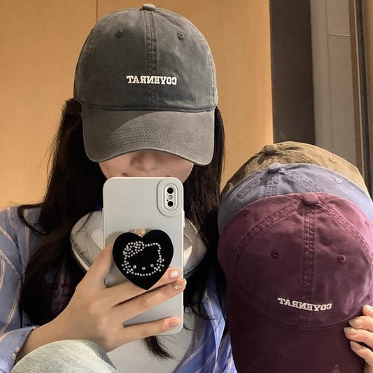 Washed Cap Lettering Embroidered Baseball