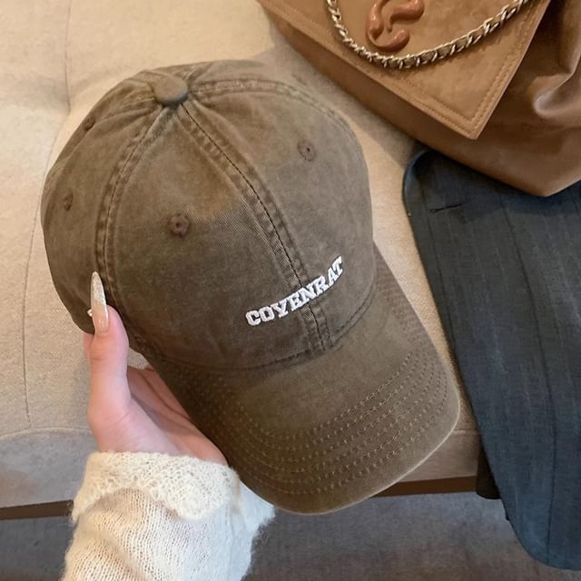 Washed Cap Lettering Embroidered Baseball