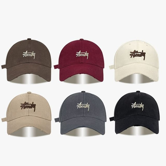 Lettering Embroidered Distressed Baseball Cap