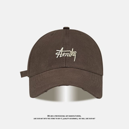Lettering Embroidered Distressed Baseball Cap