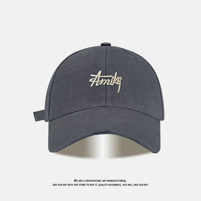 Lettering Embroidered Distressed Baseball Cap