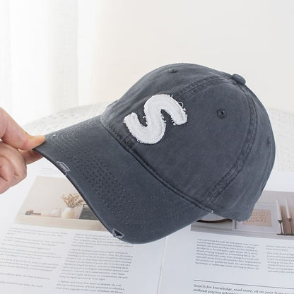 Applique Lettering Baseball Distressed Cap