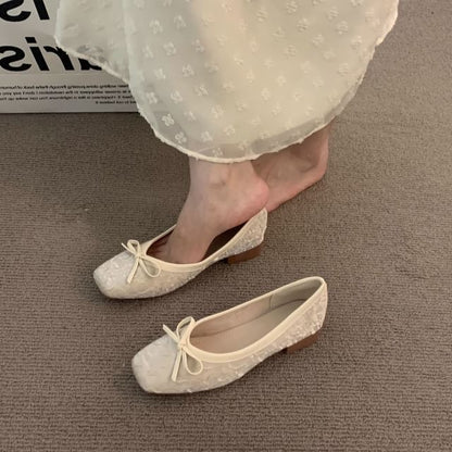Square-Toe Bow Flats