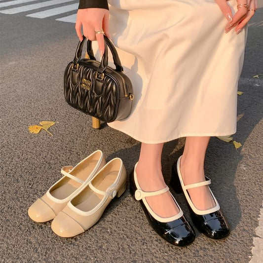 Pumps Jane Contrast Heel Block Mary Trim
