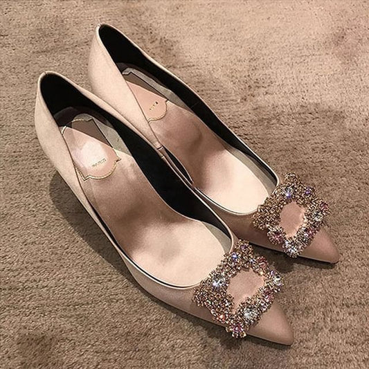 Rhinestone Pumps Kitten Heel Pointed