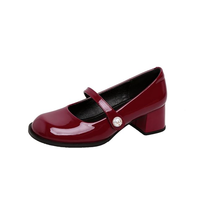 Toe Heel Jane Mary Round Block Pumps