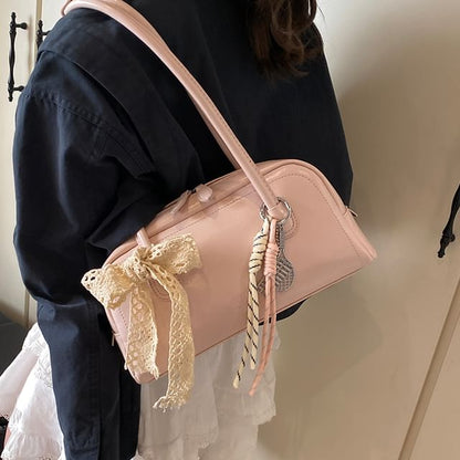Bowler Leather Bag Faux Lettering