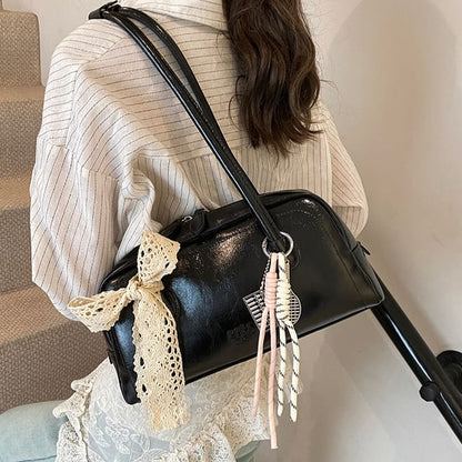Bowler Leather Bag Faux Lettering