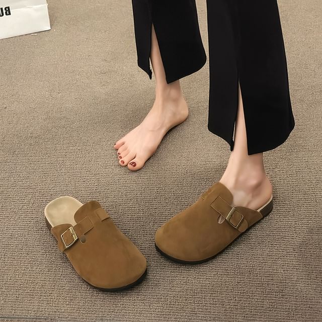 Platform Mules Plain Buckled