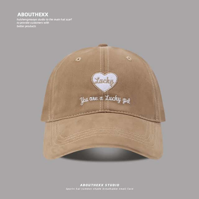 Heart Lettering Embroidered Baseball Cap