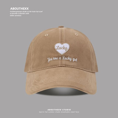 Heart Lettering Embroidered Baseball Cap
