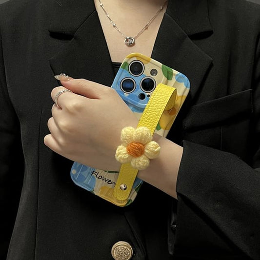 with Phone Strap Floral Case