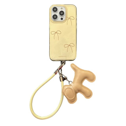 Charm with Phone Strap Case Dog Bow