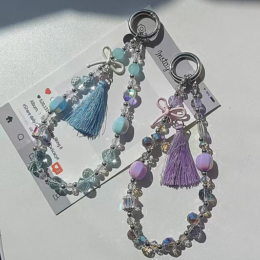 Pad Phone Bow Strap with Crystal Faux Lanyard