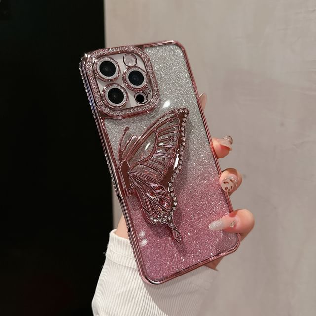 Case Stand Butterfly Embellished Phone