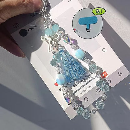 Pad Phone Bow Strap with Crystal Faux Lanyard