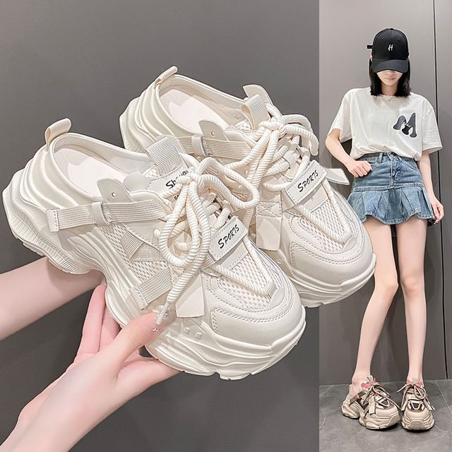 Sneakers Platform Lace-Up Lettering