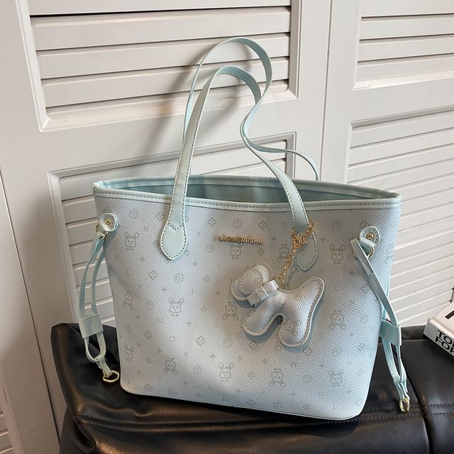 Bag Leather Drawstring Patterned Faux Tote