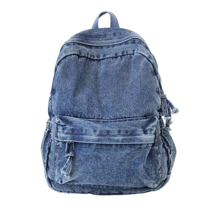 Washed Zip Denim Backpack
