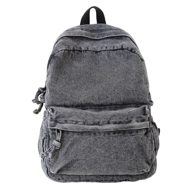 Washed Zip Denim Backpack