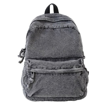 Washed Zip Denim Backpack