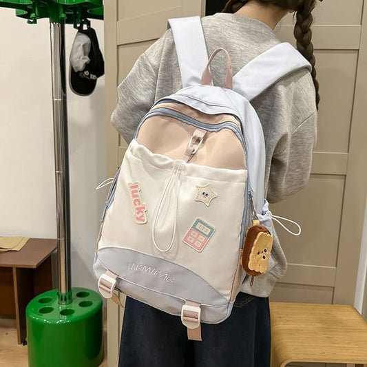 Wholesale Sample Color Block Letter Embroidered Drawstring Backpack