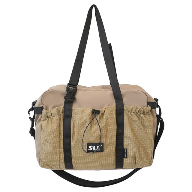 Sample Plaid Panel Drawstring Buckled Crossbody Bag