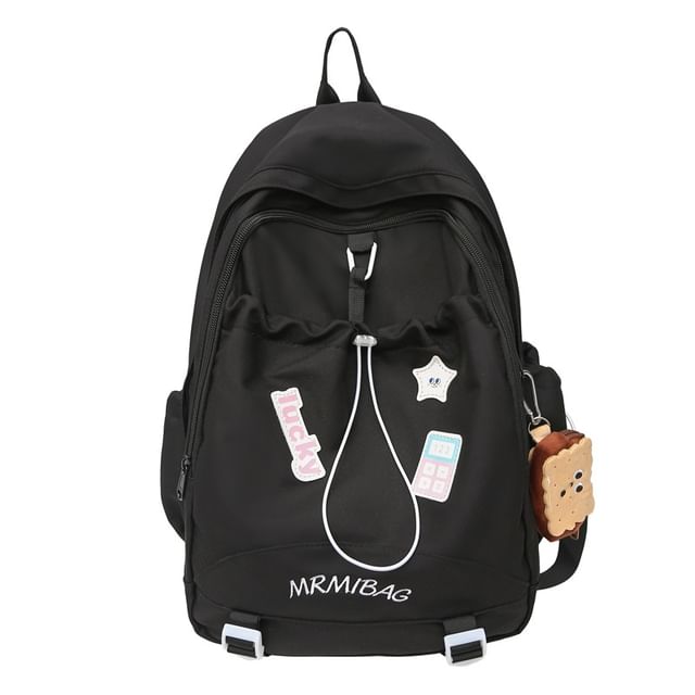 Sample Color Block Letter Embroidered Drawstring Backpack