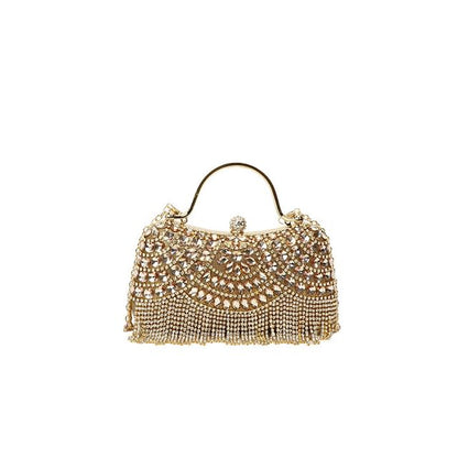 Sample Rhinestone Tasseled Chain Crossbody Bag