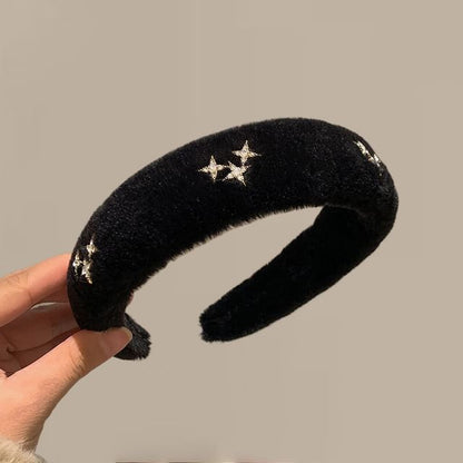 Fluffy Headband Rhinestone Star