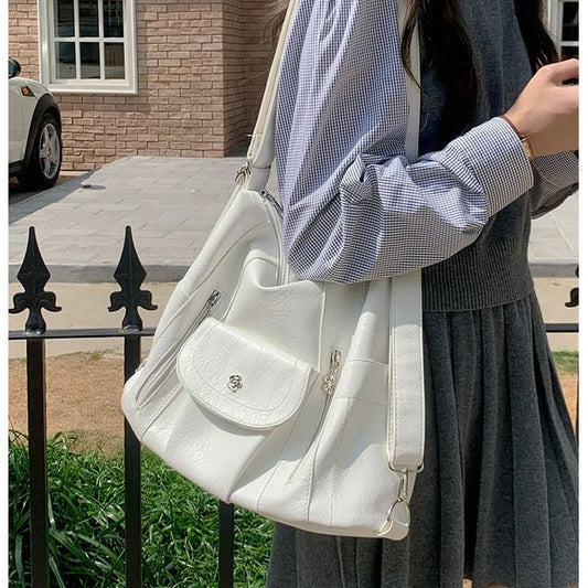 Shoulder Leather Faux Bag Plain