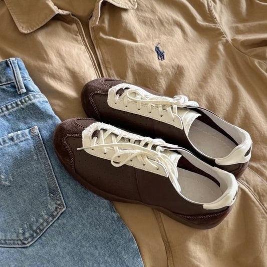 Sneakers Two Lace-Up Tone Genuine Leather