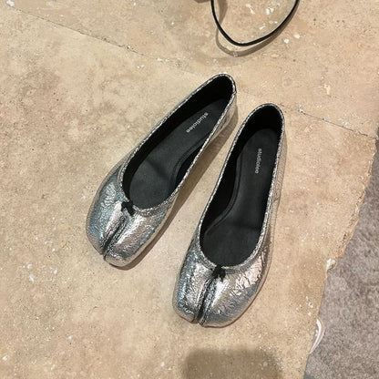 Flats Toe Genuine Leather Metallic Split