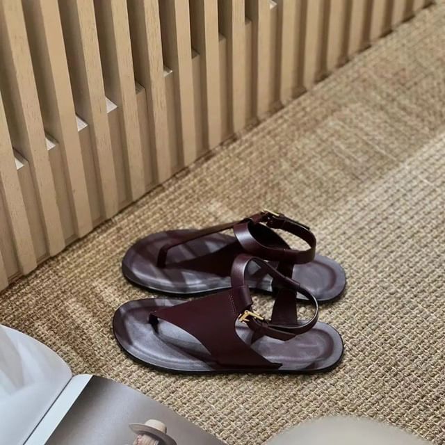 Genuine Sandals Leather Thong Slingback Plain