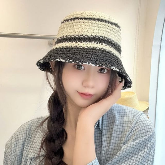 Striped Knit Bucket Hat